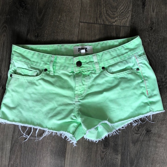 neon green jean shorts